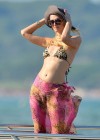 Paris Hilton leopard print bikini top in Saint Tropez